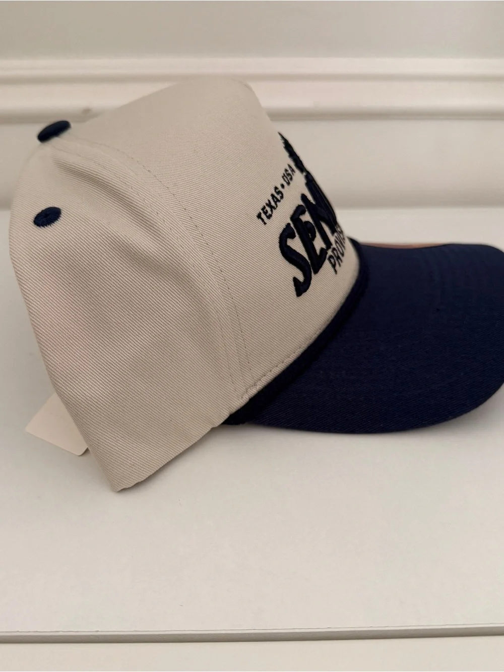 New!! With tags Anthropologie Two-Tone Navy and Cream Baseball Hat